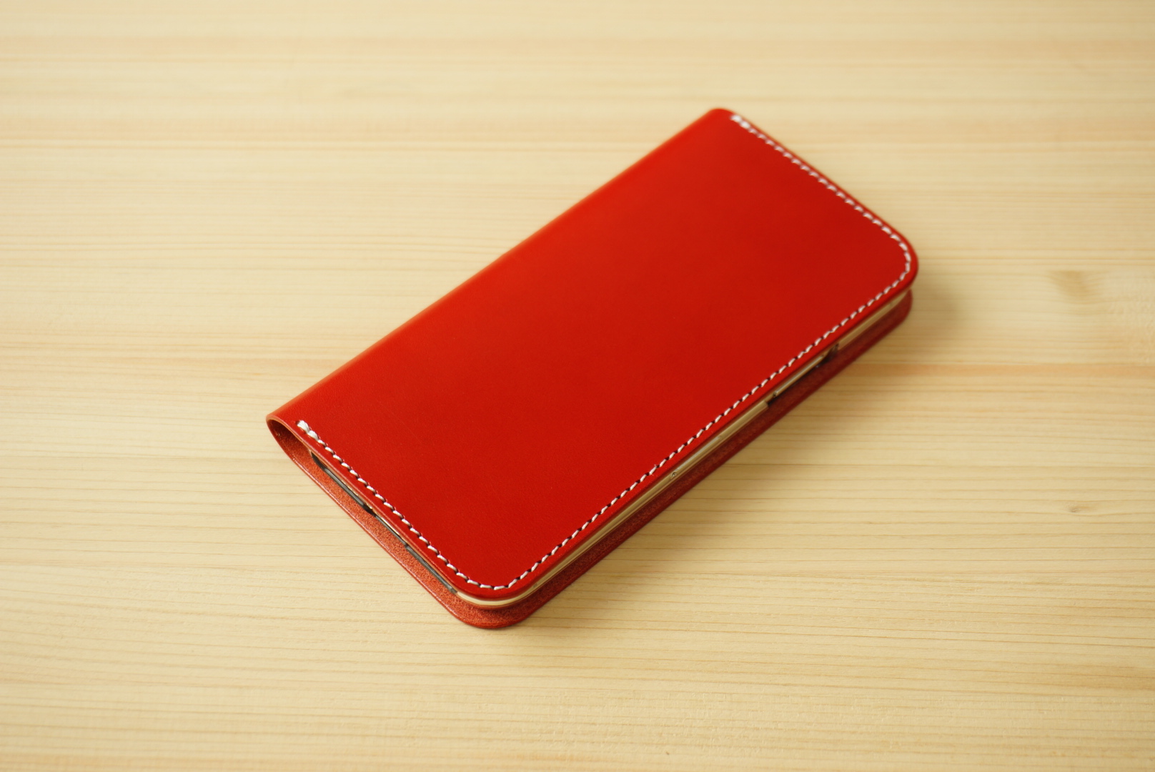 牛革 iPhone 12 mini カバー ヌメ革 レザーケース 手帳型 レッドカラー  iichi ハンドメイド・クラフト作品・手仕事品の通販