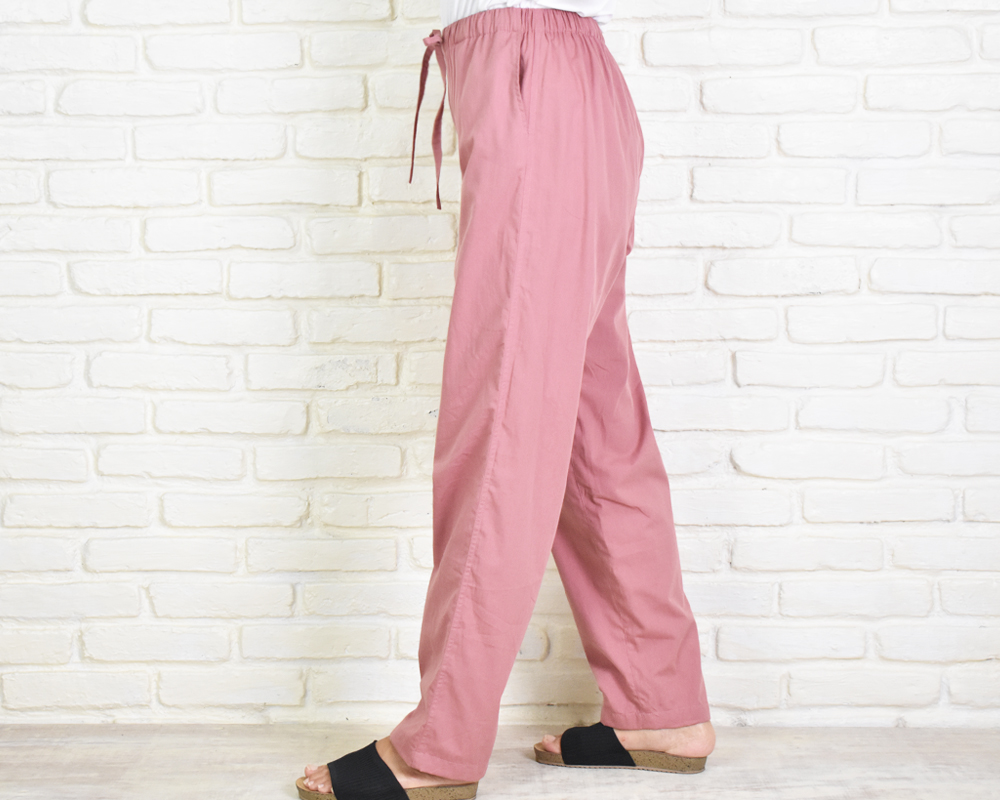 コットン素材のリラックスパンツ 大人可愛いピンク色 Iichi ハンドメイド クラフト作品 手仕事品の通販