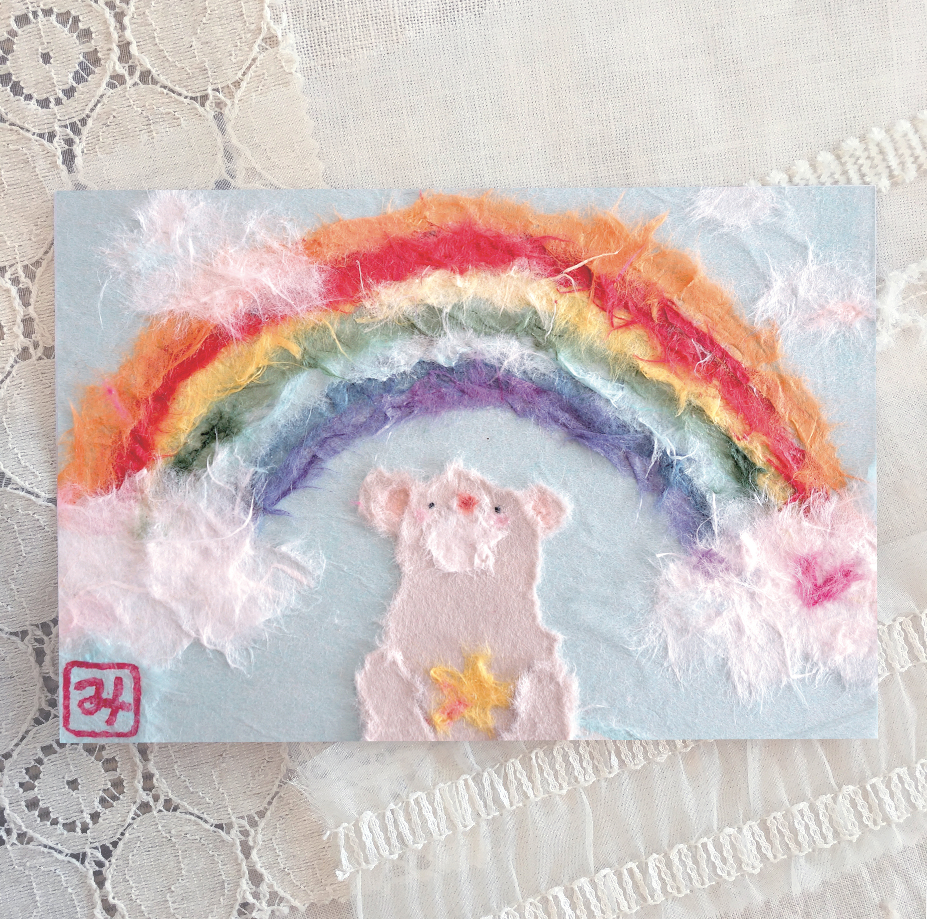 虹色 ポストカード 3枚セット Iichi ハンドメイド クラフト作品 手仕事品の通販