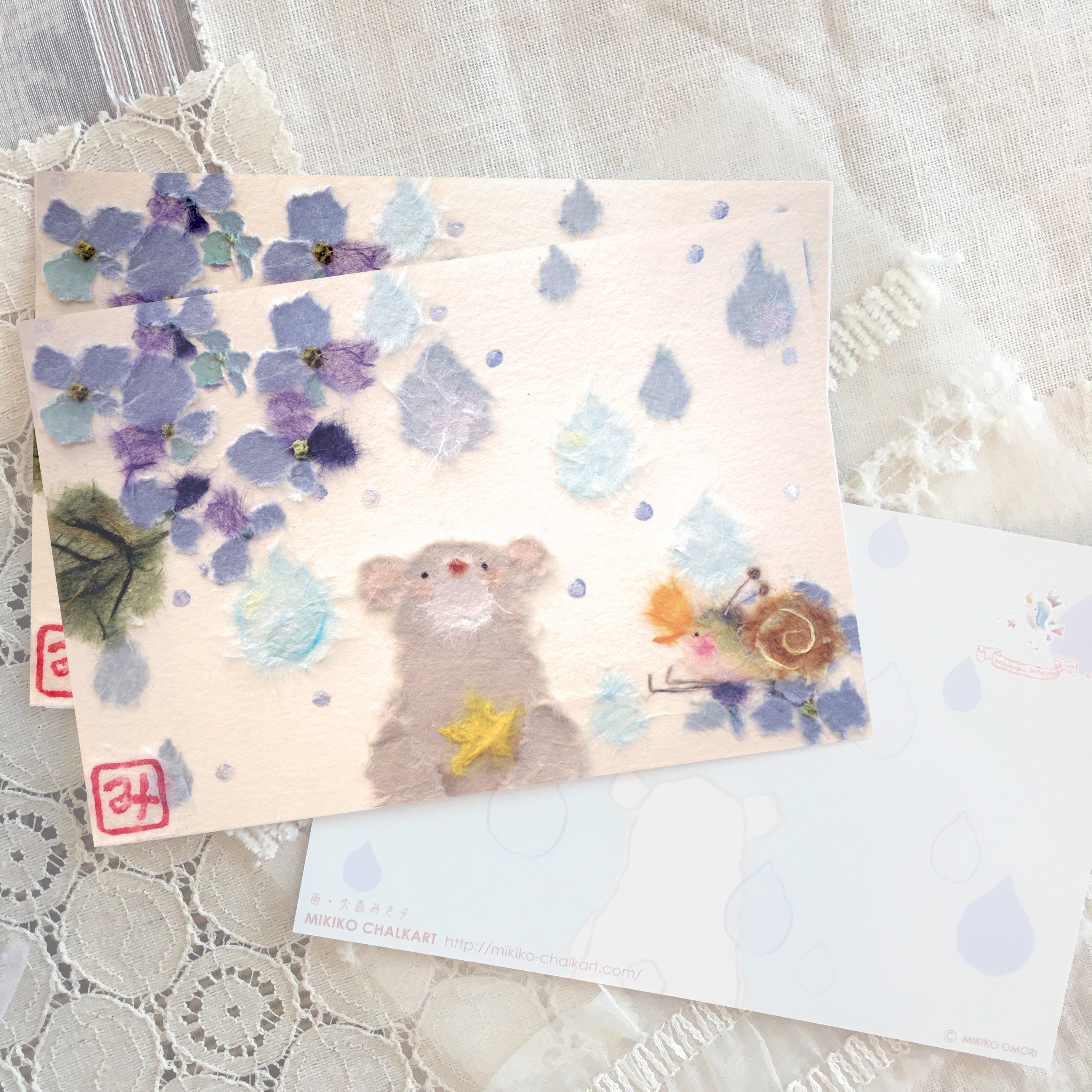 雨色 ポストカード 3枚セット Iichi ハンドメイド クラフト作品 手仕事品の通販