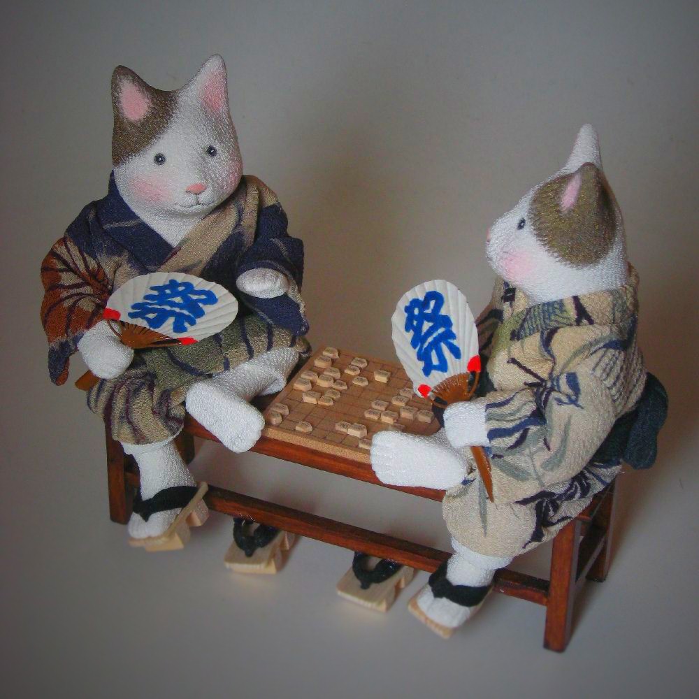 江戸縮緬 古布 猫の人形