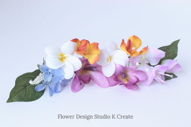 プルメリアとブーゲンビリアのヘッドドレス リゾートウェディング 髪飾り 成人式 結婚式 ヘッドドレス ウェディング Iichi ハンドメイド クラフト作品 手仕事品の通販