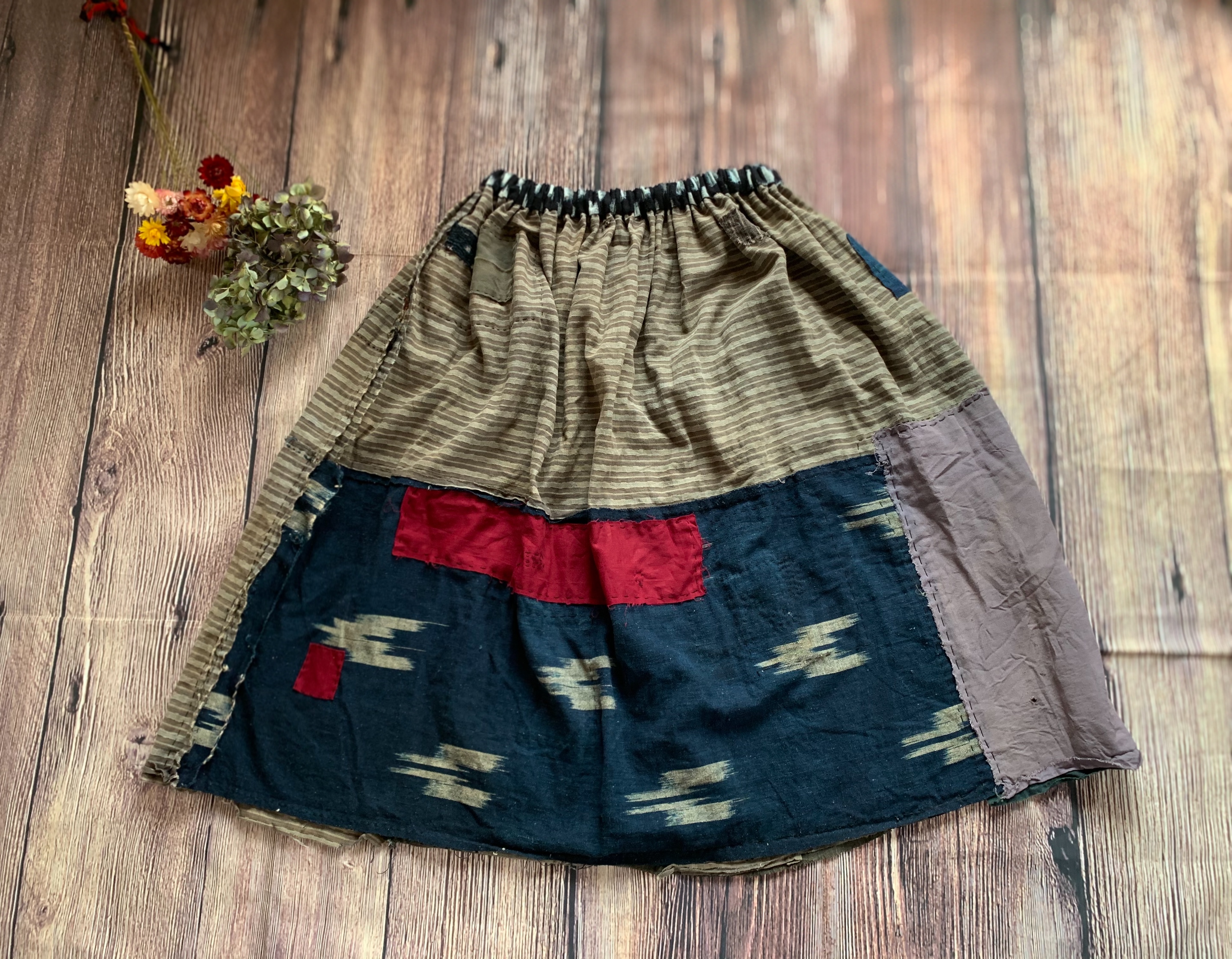 襤褸リメイクスカート Iichi ハンドメイド クラフト作品 手仕事品の通販