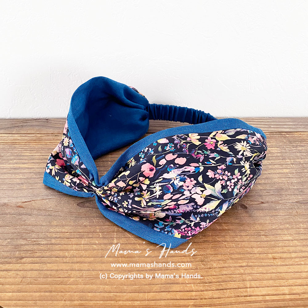 おしゃれ リバティ ペイント風 寒色系 花柄 リトアニア リネン ベージュ系 ターバン ヘアバンド Iichi ハンドメイド クラフト作品 手仕事品の通販