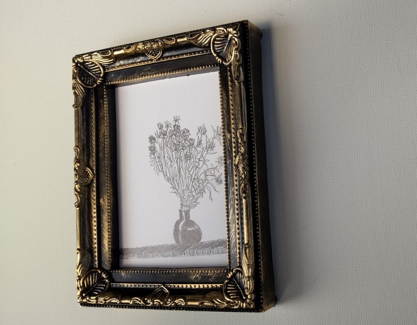 原画イラスト 額装 花瓶の花１ 壁掛け 写真立て Iichi ハンドメイド クラフト作品 手仕事品の通販