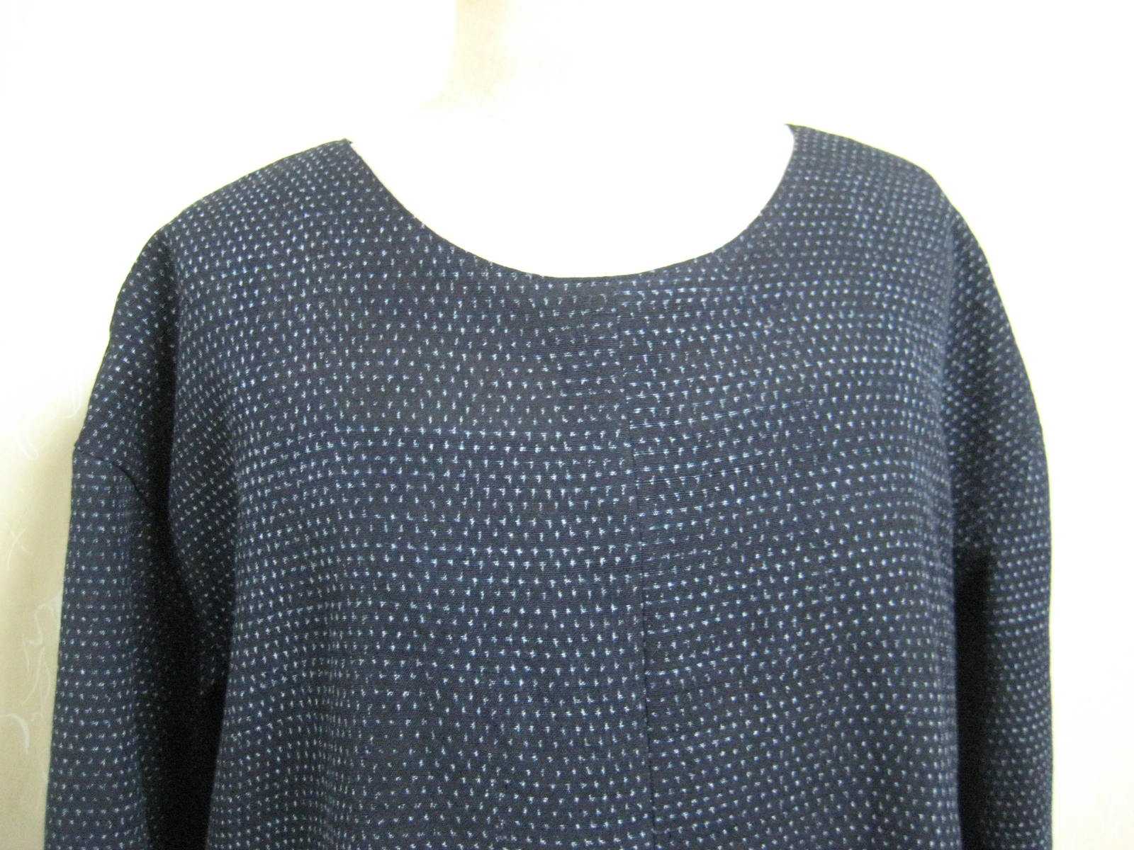 藍染木綿絣の着物からウエスト切り替えギャザーワンピース Iichi ハンドメイド クラフト作品 手仕事品の通販