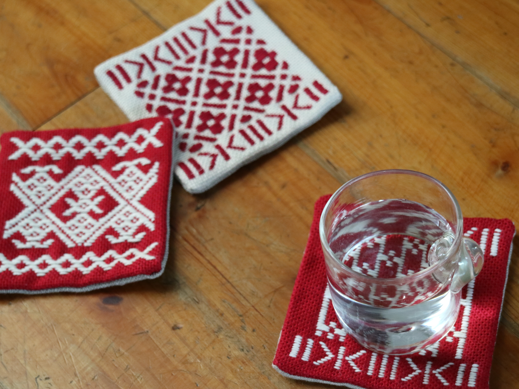 こぎん刺しコースター 竹の節 Iichi ハンドメイド クラフト作品 手仕事品の通販