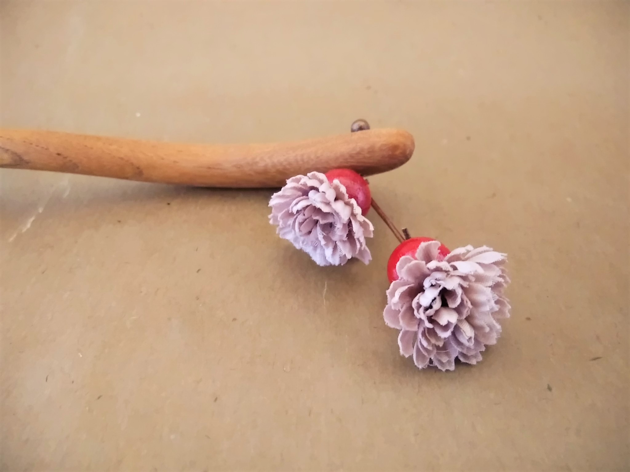 かんざし 花二輪 木彫り Iichi ハンドメイド クラフト作品 手仕事品の通販