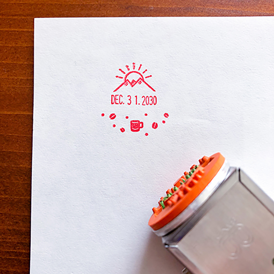 おはよう コーヒーの日付印 福わけはんこ Iichi ハンドメイド クラフト作品 手仕事品の通販