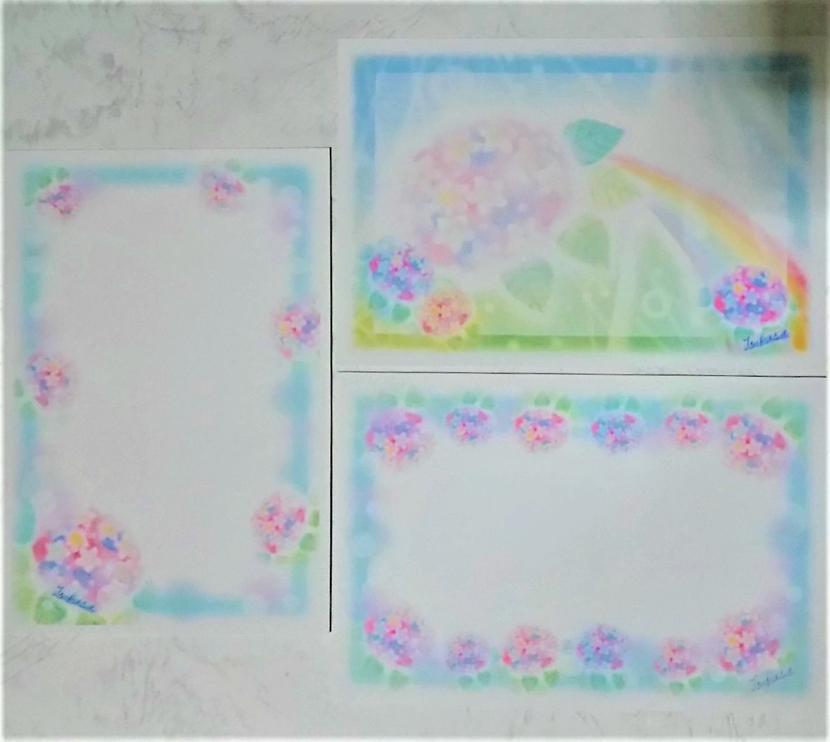 3種の紫陽花 あじさい ポストカードセット パステルアート 絵葉書 Iichi ハンドメイド クラフト作品 手仕事品の通販