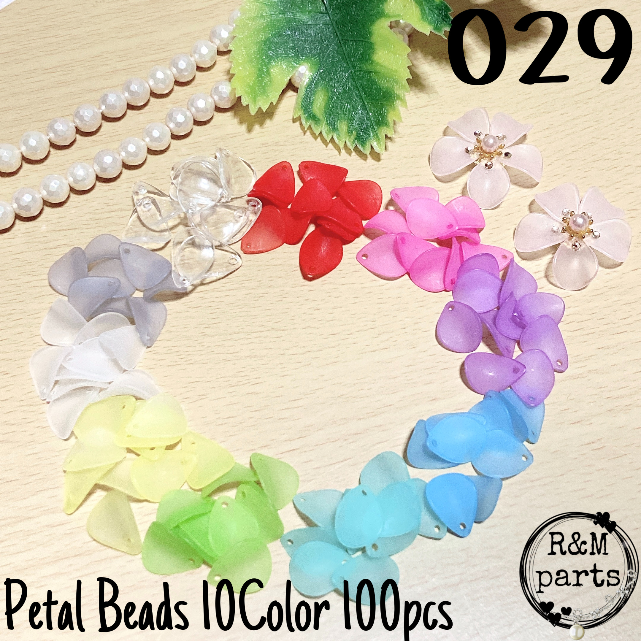 029 フラワービーズ 花びらビーズ 艶ありビーズ 10色10枚 100枚 Iichi ハンドメイド クラフト作品 手仕事品の通販