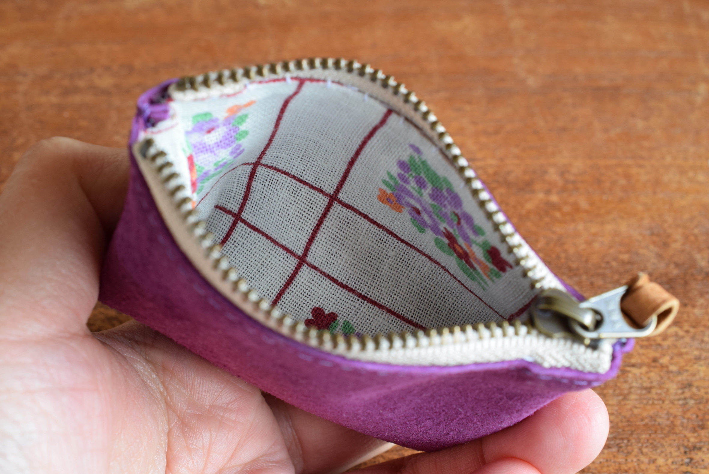 中がかわいい柄ポーチs 紫 Iichi ハンドメイド クラフト作品 手仕事品の通販