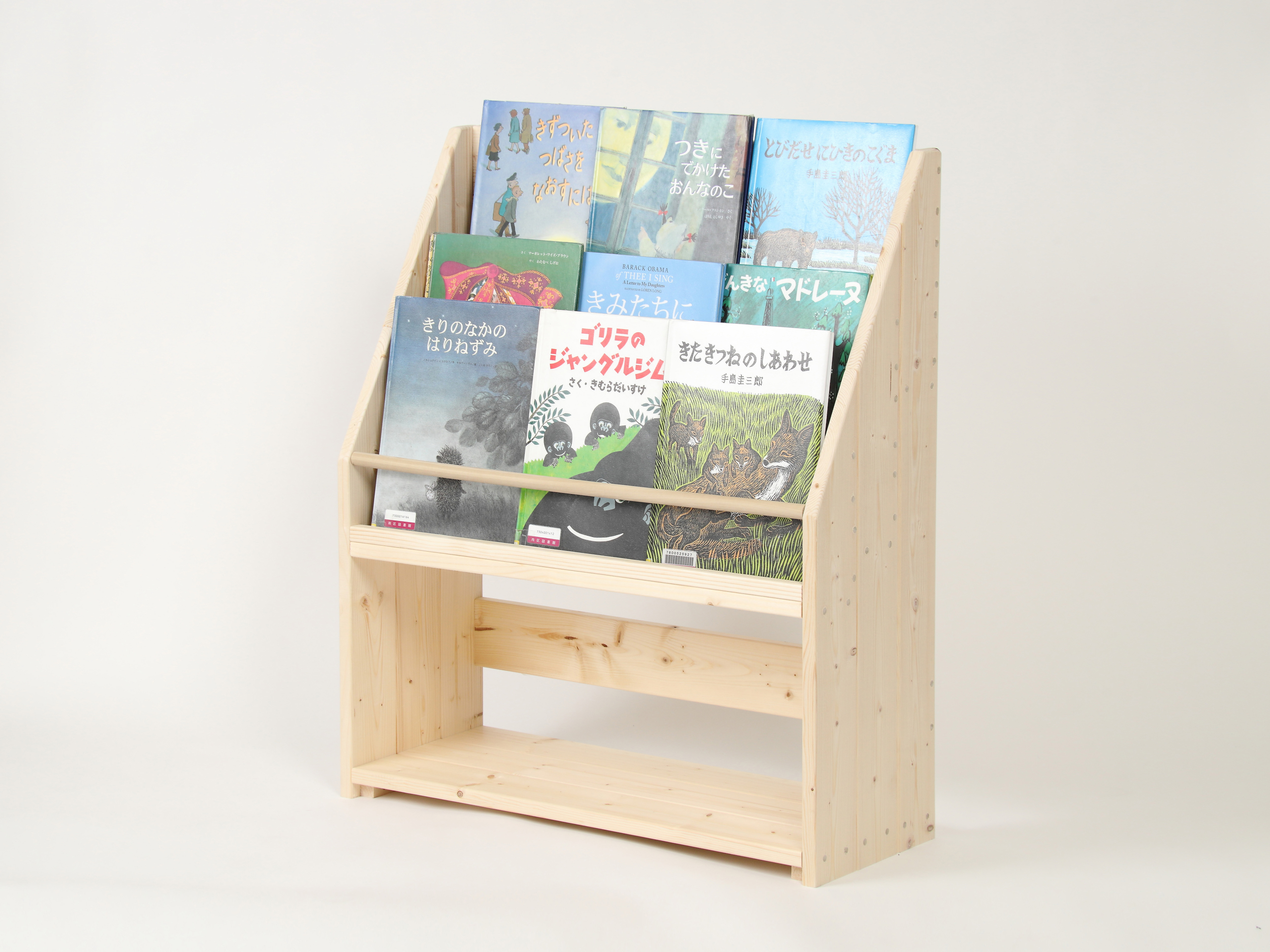 幅64cm 高さcm 3段タイプ 全国送料無料 完成品 日本製 ハンドメイド絵本棚 無塗装 ナチュラル 子供用 Iichi ハンドメイド クラフト作品 手仕事品の通販