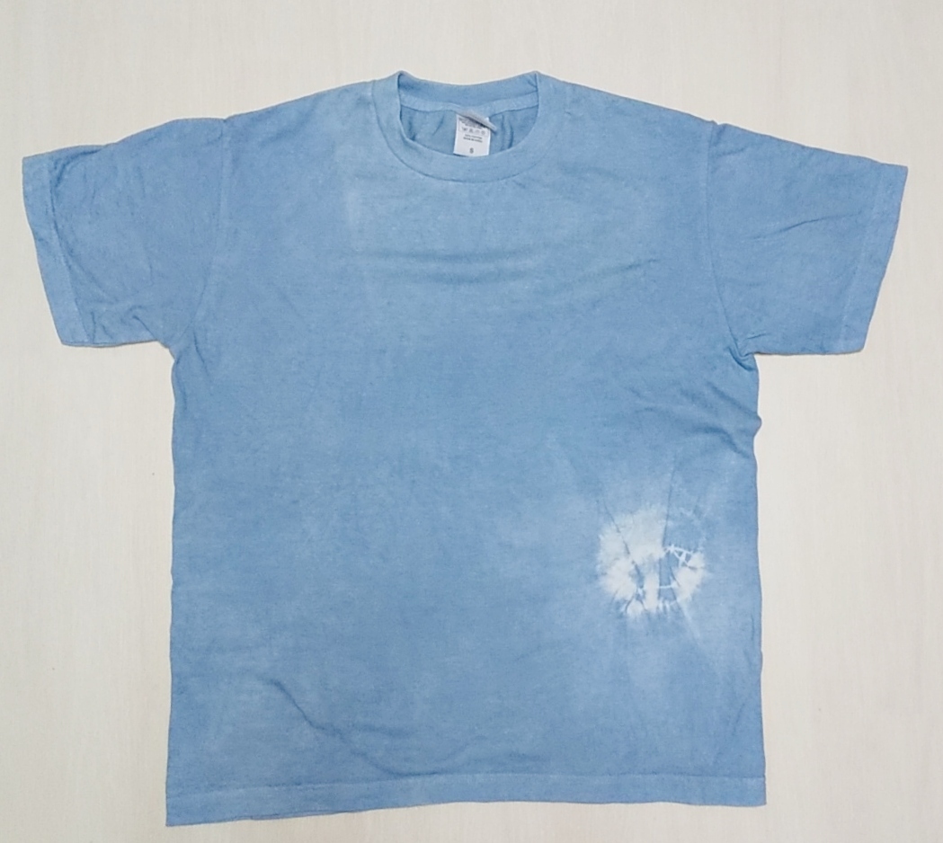 藍染め絞りtシャツ メンズ Sサイズ 草木染め インド藍染め Iichi ハンドメイド クラフト作品 手仕事品の通販