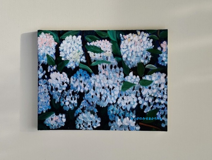 絵画 紫陽花 F6 油彩画 原画 裏紐付き Iichi ハンドメイド クラフト作品 手仕事品の通販