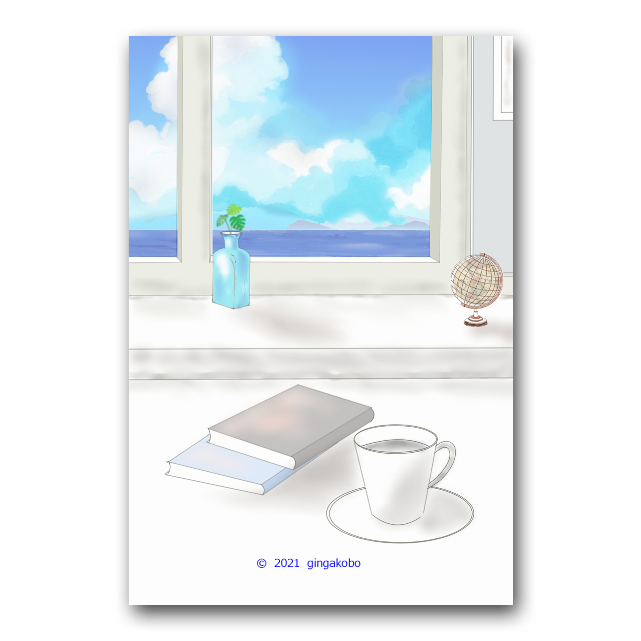 青が心にほろほろと 夏 雲 ほっこり癒しのイラストポストカード2枚組no 1379 Iichi ハンドメイド クラフト作品 手仕事品の通販