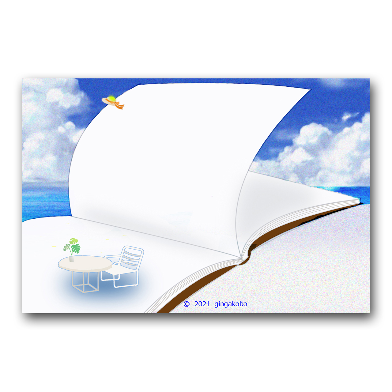 風の誘い声 夏 海 ほっこり癒しのイラストポストカード2枚組no 13 Iichi ハンドメイド クラフト作品 手仕事品の通販