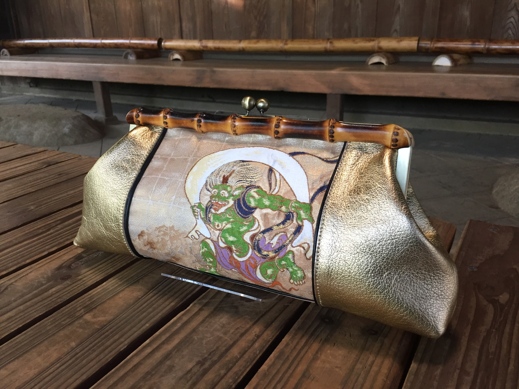 風神雷神 ゴールドレザー クラッチバッグ 古今東西 Iichi ハンドメイド クラフト作品 手仕事品の通販