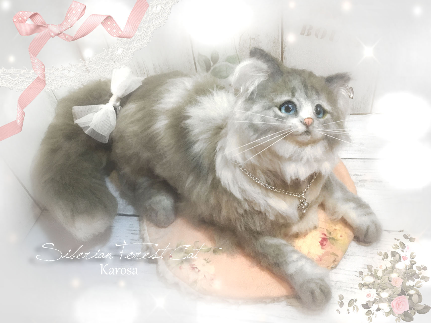 サイベリアン アッシュグレー おしゃれにゃんこ 猫 羊毛フェルト ｌサイズ Iichi ハンドメイド クラフト作品 手仕事品の通販