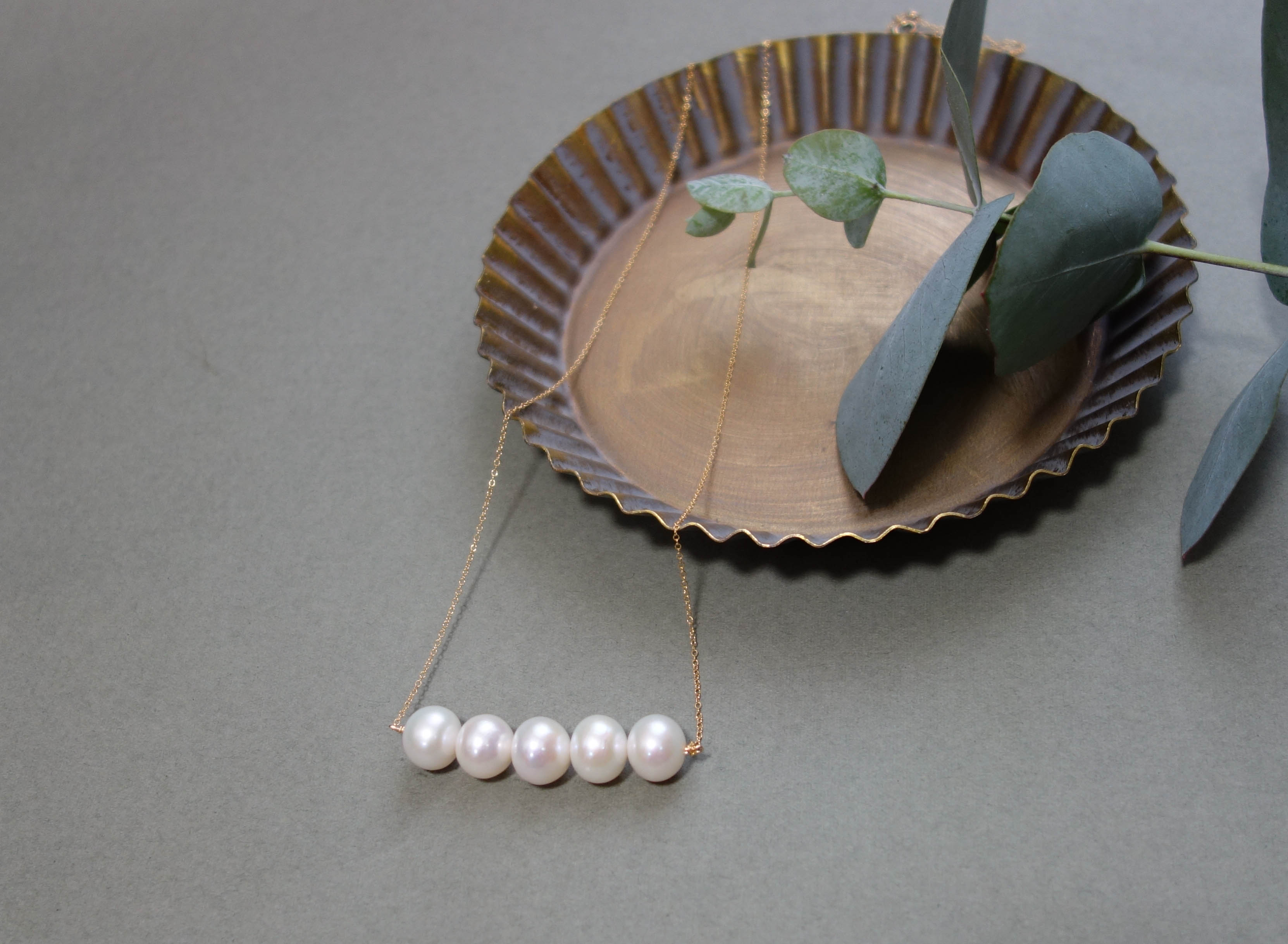K14gf ５パール ラインネックレス Iichi ハンドメイド クラフト作品 手仕事品の通販