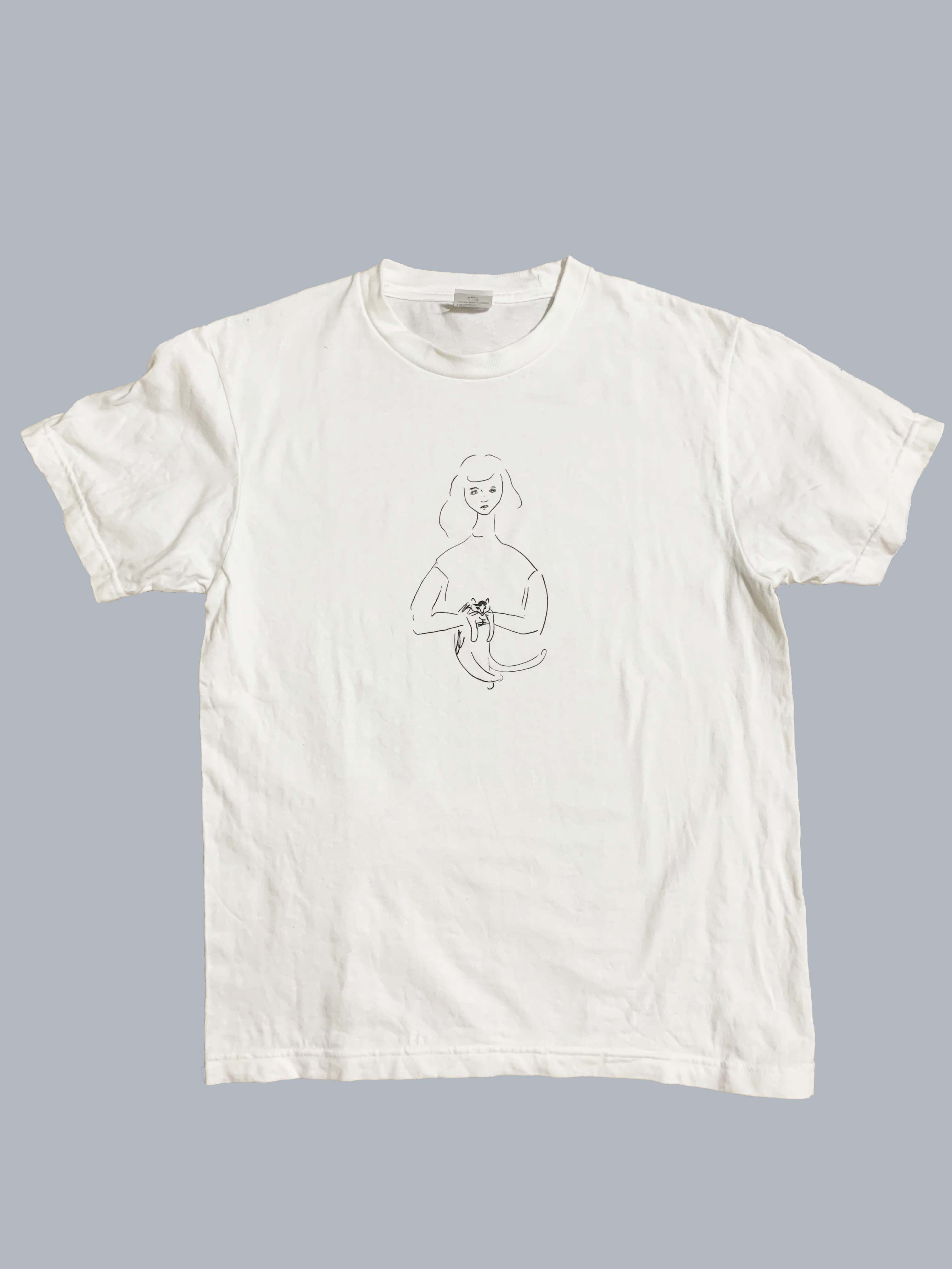 受注生産 オリジナルプリントｔシャツ 猫を抱いた女の子 Iichi ハンドメイド クラフト作品 手仕事品の通販