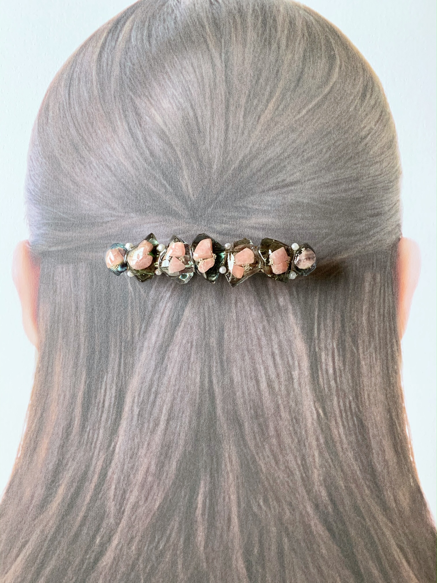 7月誕生石 引き寄せパワー ロードクロサイト インカローズ バレッタ 髪飾り ヘアアクセサリー Iichi ハンドメイド クラフト作品 手仕事品の通販