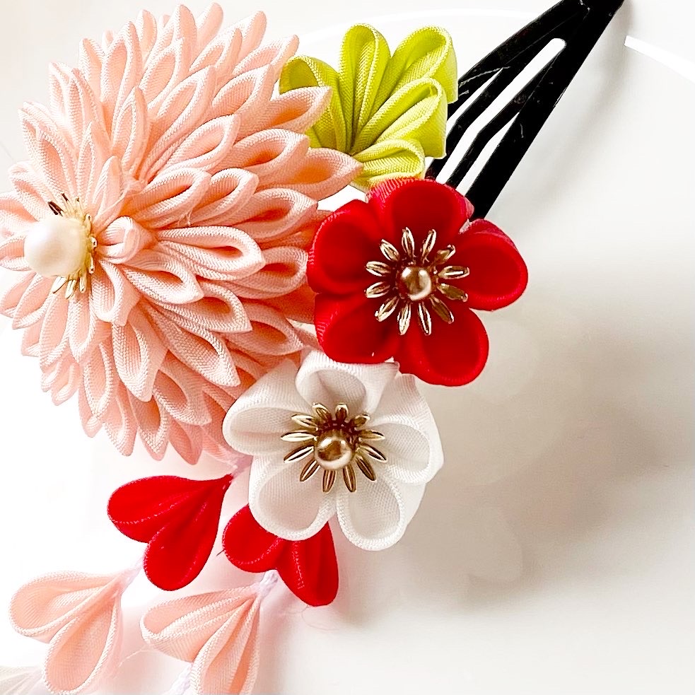 七五三 小さなお子さま用髪飾り（桜） かんざし つまみ細工 | iichi 
