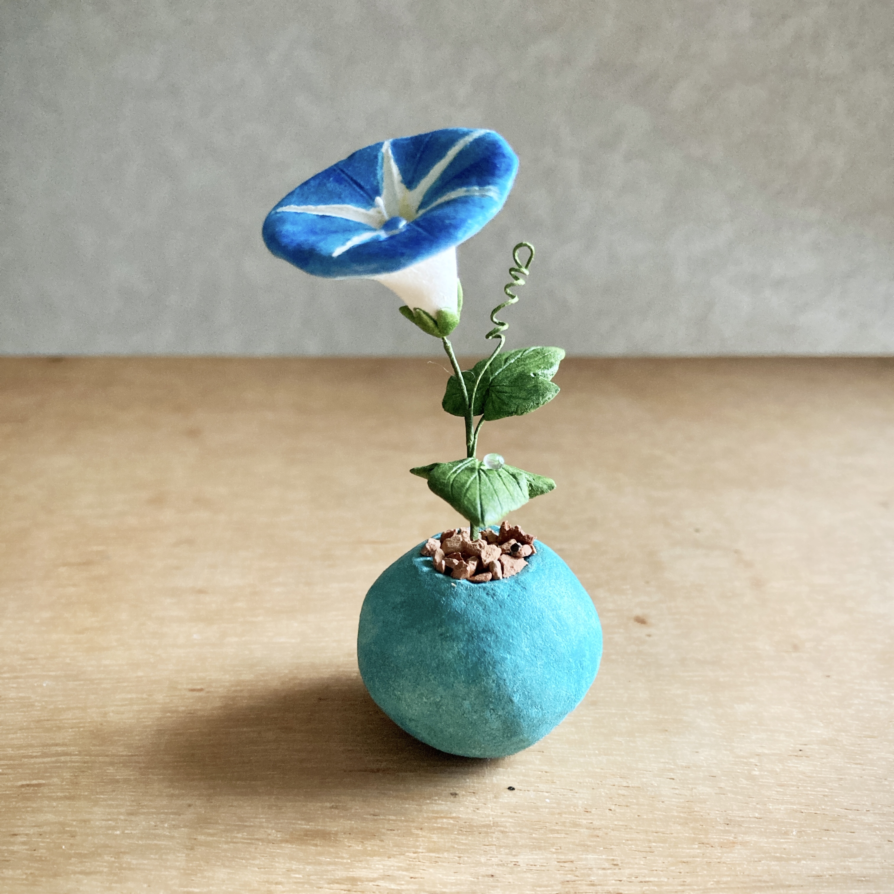 5754 Bud 粘土の鉢植え アサガオ Iichi ハンドメイド クラフト作品 手仕事品の通販