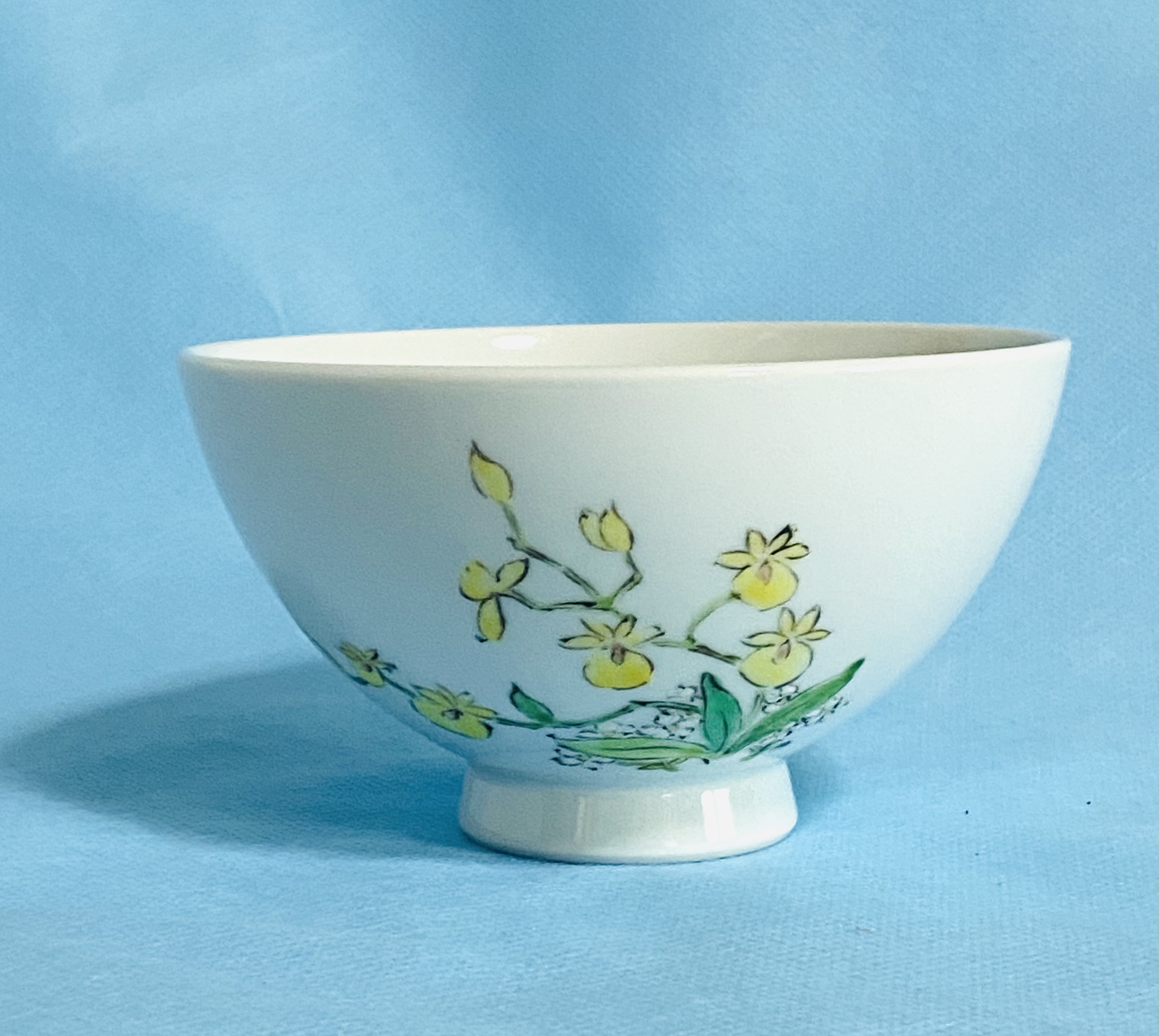 飯碗 大 オンシジュウム絵 Iichi ハンドメイド クラフト作品 手仕事品の通販