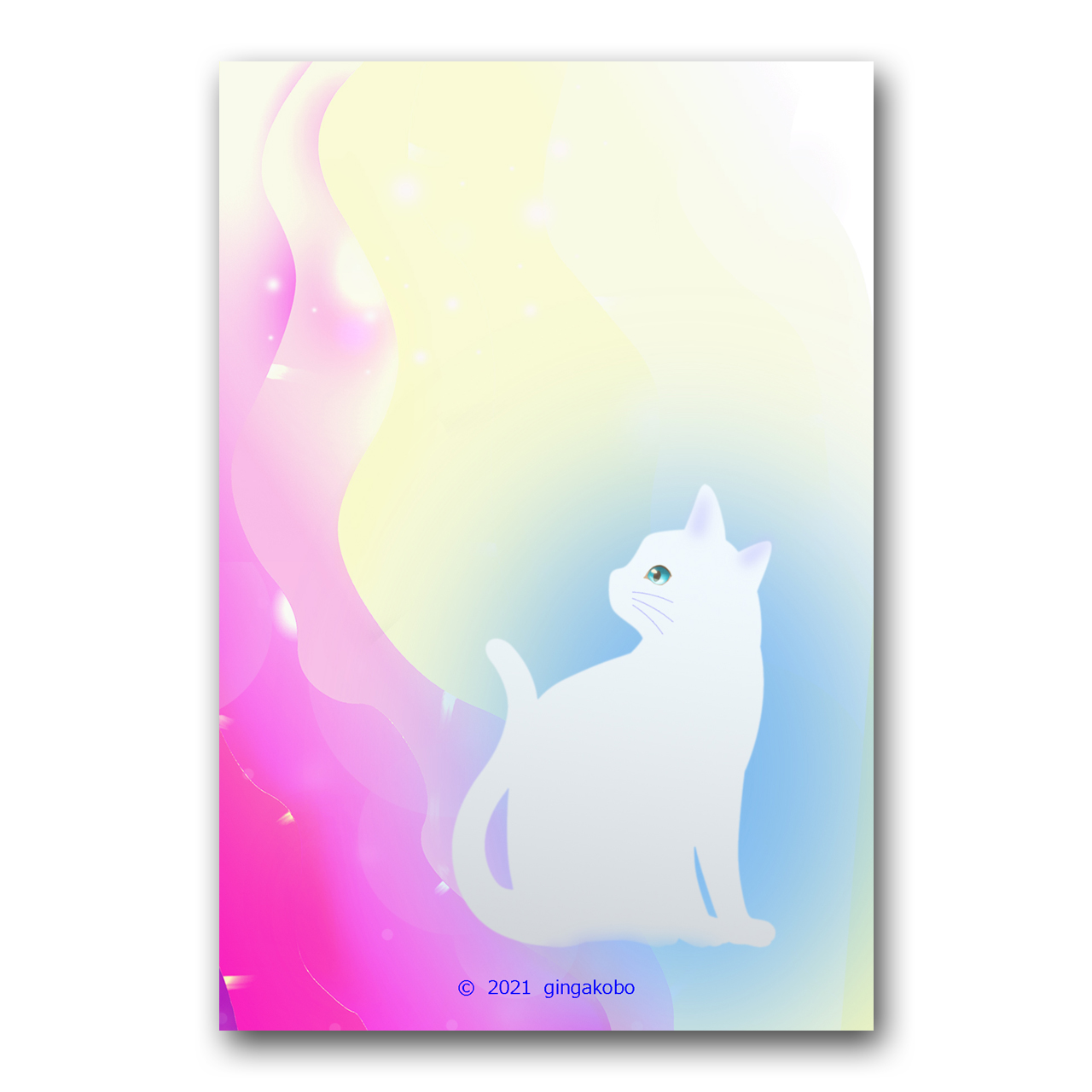 瞳のつぶやき 猫 白猫 ほっこり癒しのイラストポストカード2枚組no 1392 Iichi ハンドメイド クラフト作品 手仕事品の通販