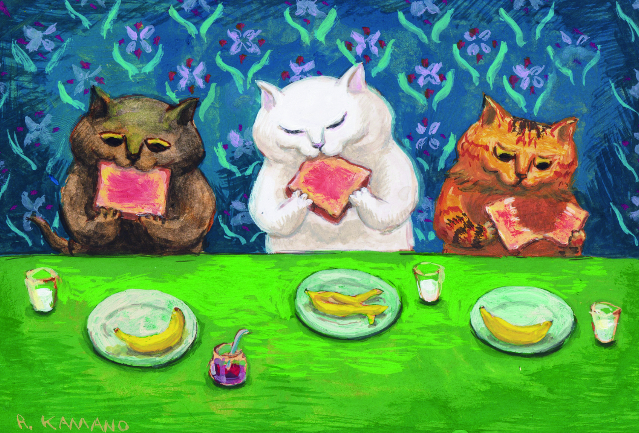 カマノレイコ オリジナル猫ポストカード 食パン ２枚セット Iichi ハンドメイド クラフト作品 手仕事品の通販