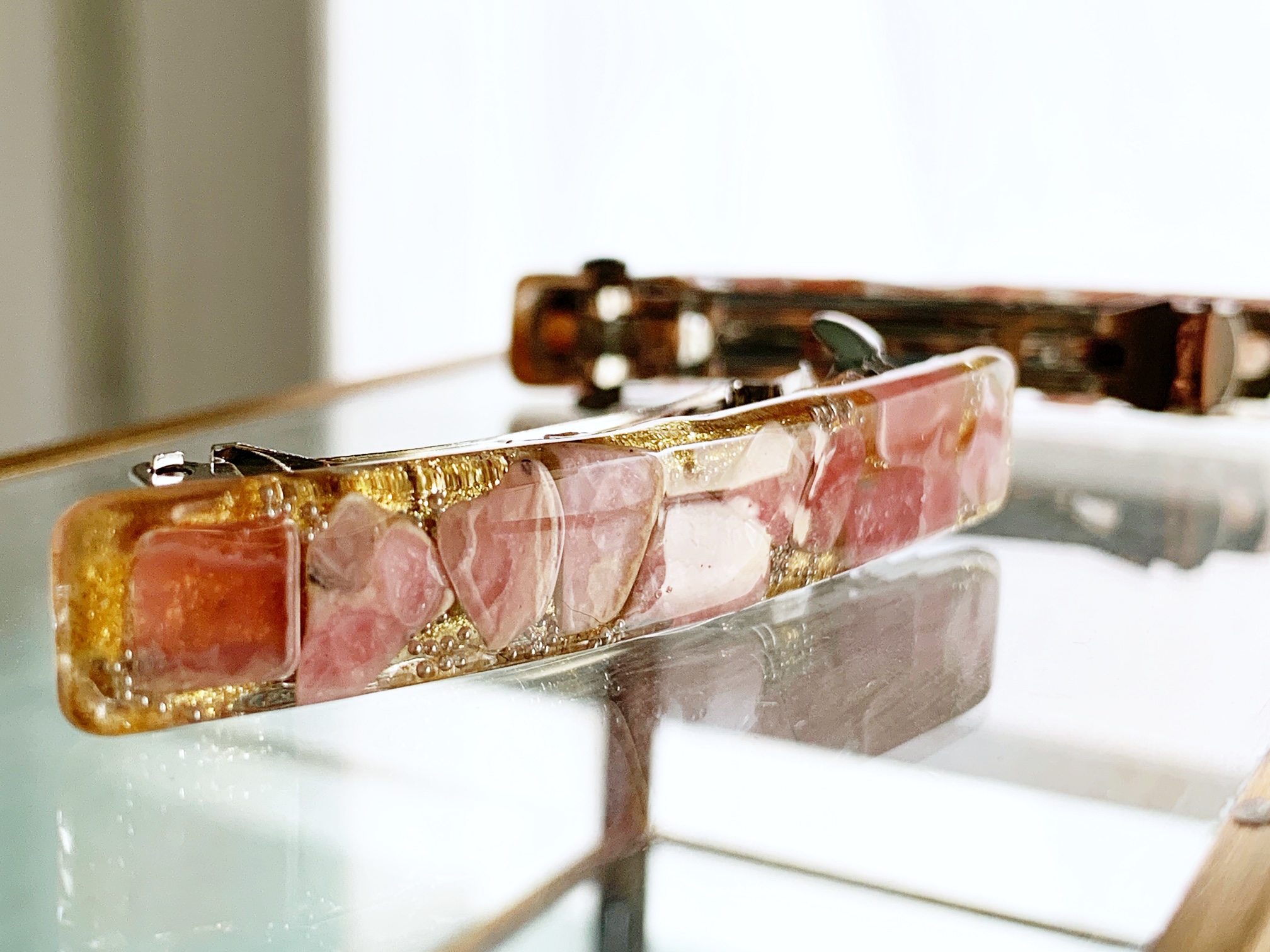 7月誕生石 引き寄せパワー ロードクロサイト インカローズ ミニバレッタ 髪飾り ヘアアクセサリー Iichi ハンドメイド クラフト作品 手仕事品の通販