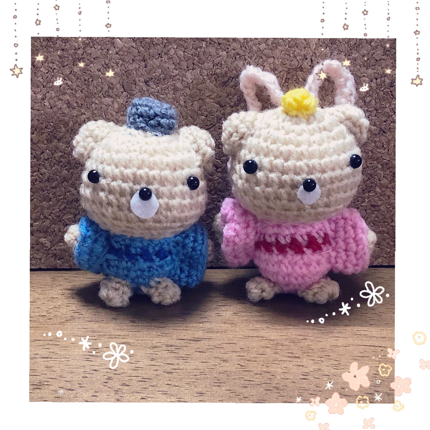 織姫 彦星クマさんの編みぐるみセット Iichi ハンドメイド クラフト作品 手仕事品の通販