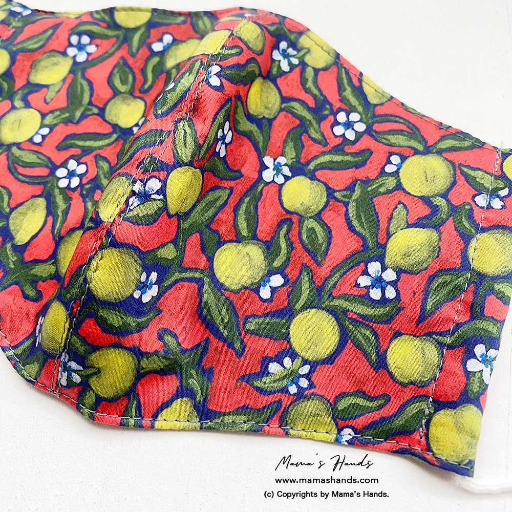 リバティ 黄色い実 絵画風 綿100 薄手系 大人用 立体型 エコ 布マスク Iichi ハンドメイド クラフト作品 手仕事品の通販