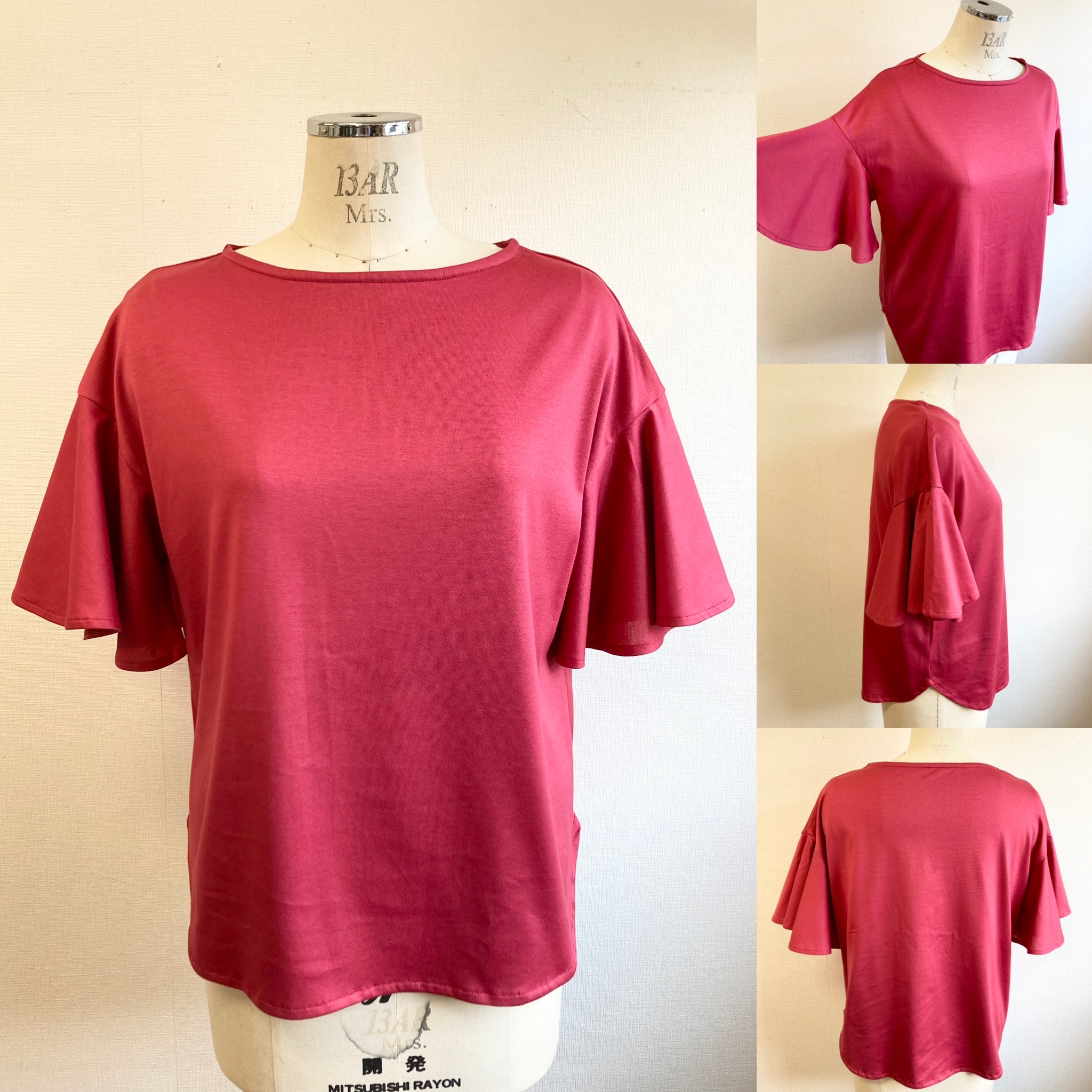 セール価格 鮮やかビタミンカラー フレア袖のトップス ショッキングピンク サイズフリー L L L Iichi ハンドメイド クラフト作品 手仕事品の通販