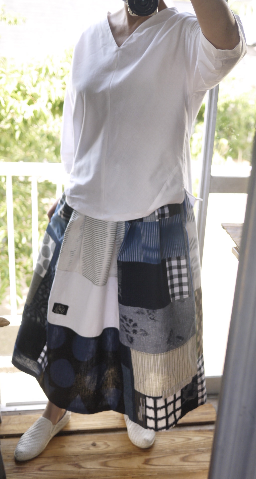 絣、古布、刺子のパッチワークスカート - ファッション