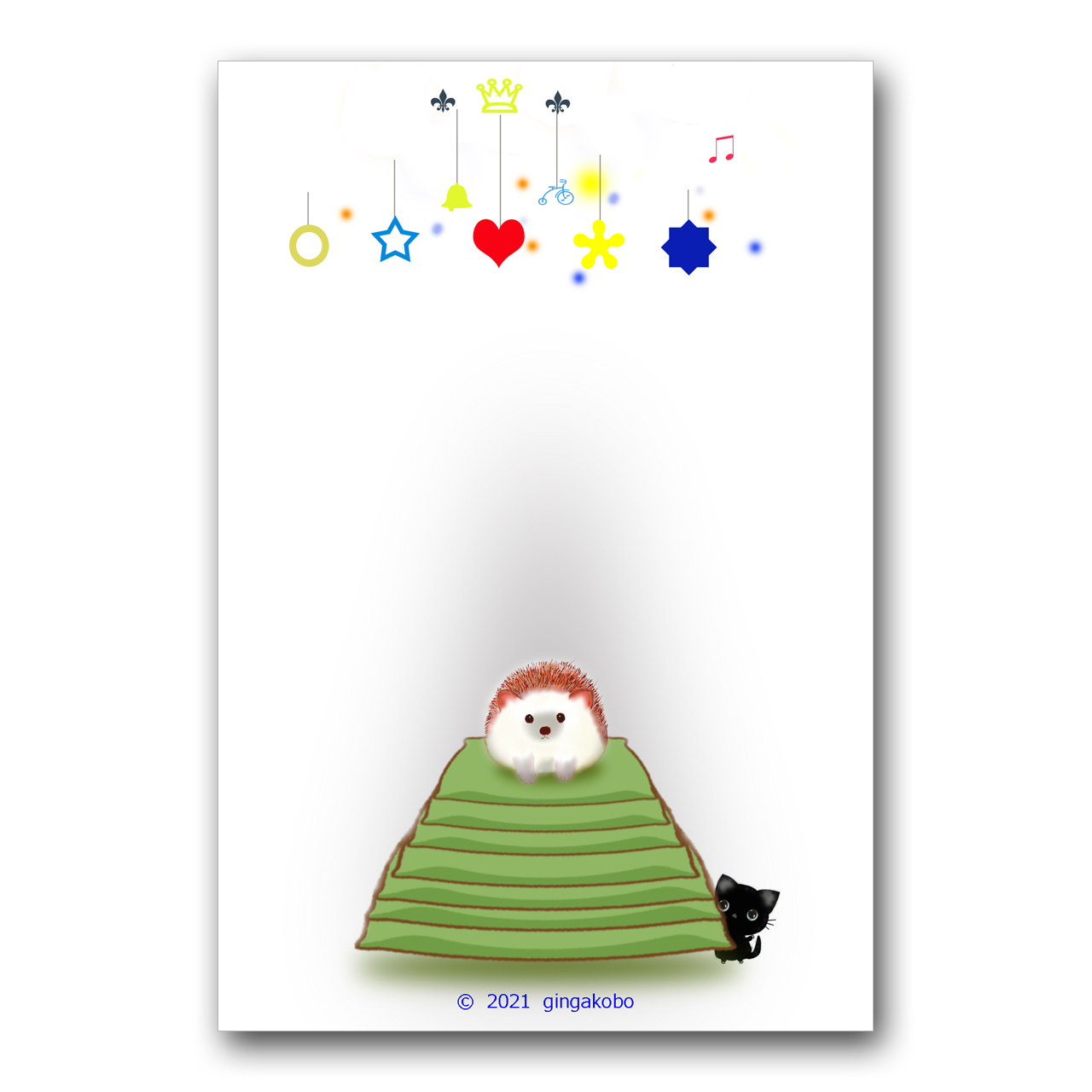 ちから自慢 してみた 猫 ハリネズミ ほっこり癒しのイラストポストカード2枚組no 1397 Iichi ハンドメイド クラフト作品 手仕事品の通販