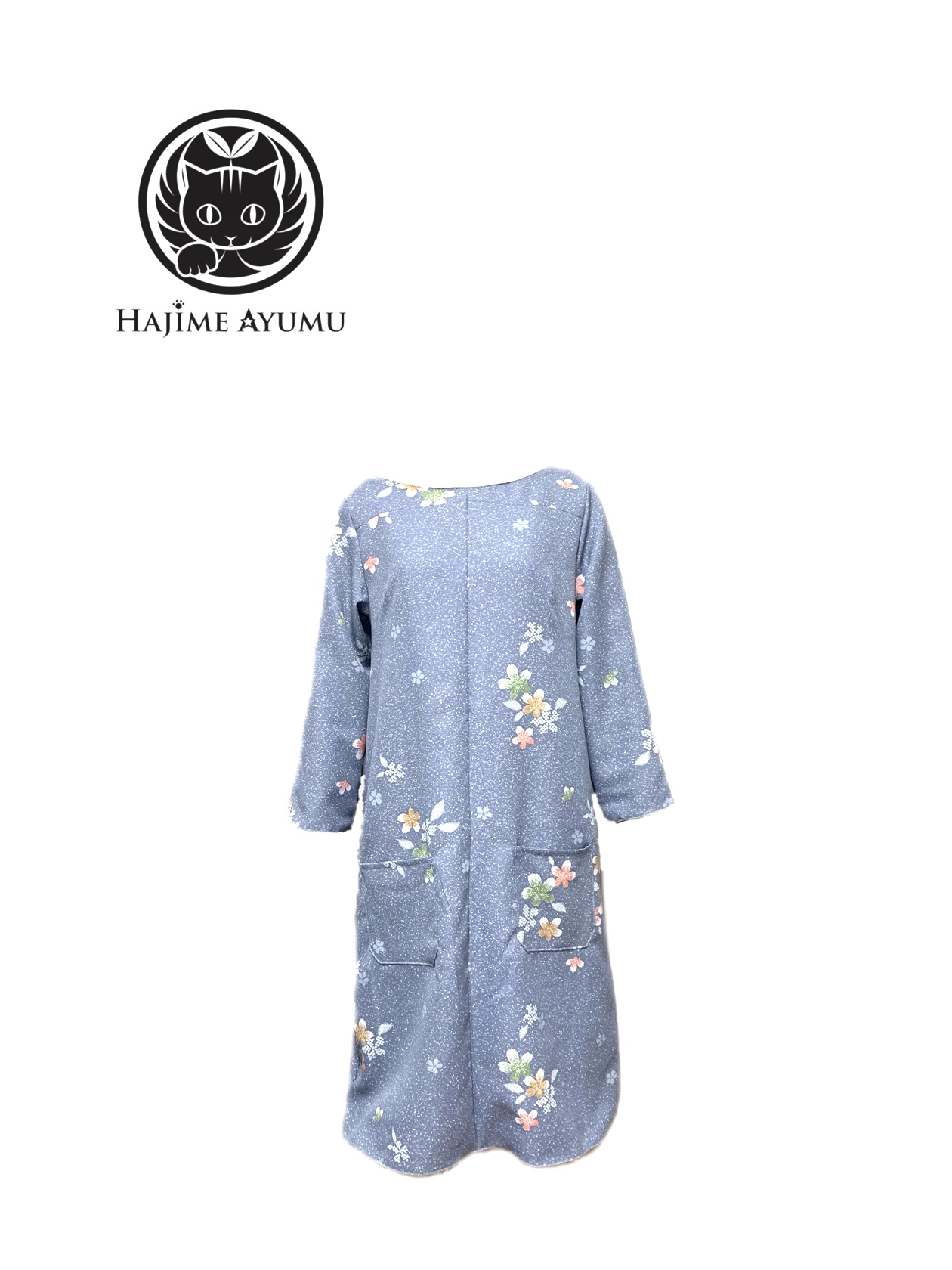 現品1点のみ Hajime Ayumu 高級和柄付き着物リメイクデザインボートネックワンピース Iichi ハンドメイド クラフト作品 手仕事品の通販