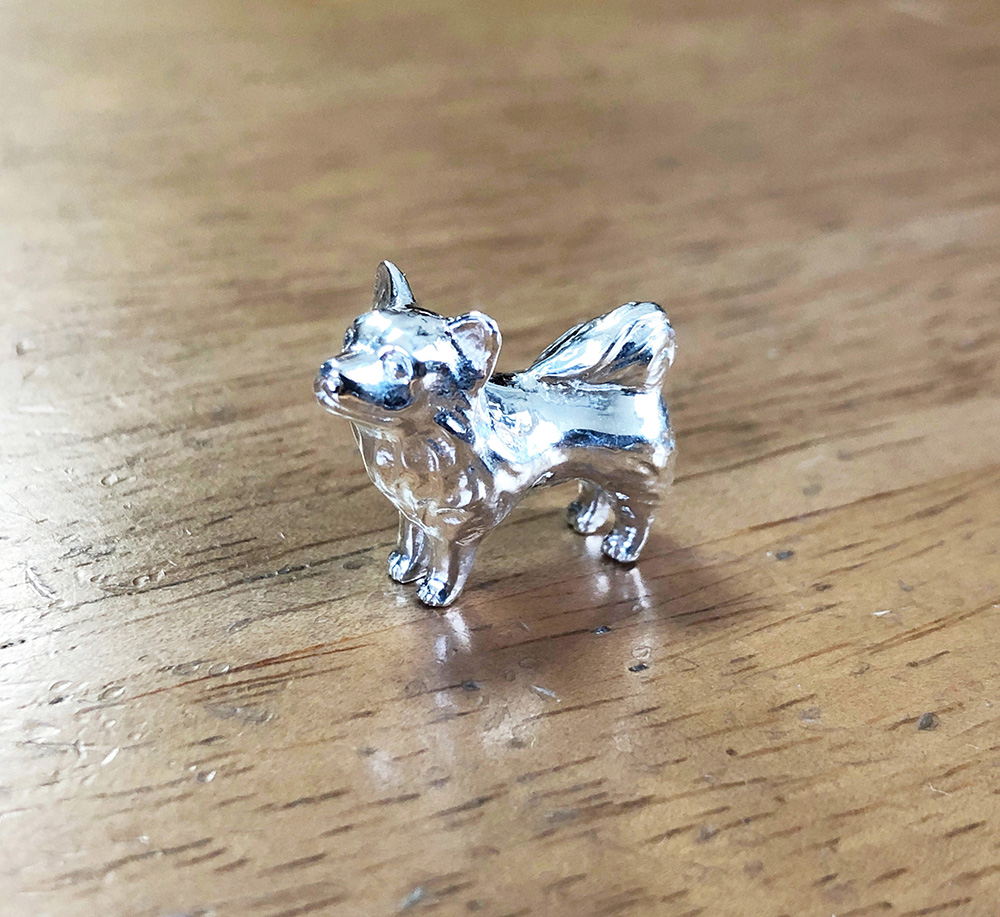 シルバー1000 犬の小さい置物 チワワ ロング Chihuahualongcoat 純銀プチオブジェ Iichi ハンドメイド クラフト作品 手仕事品の通販
