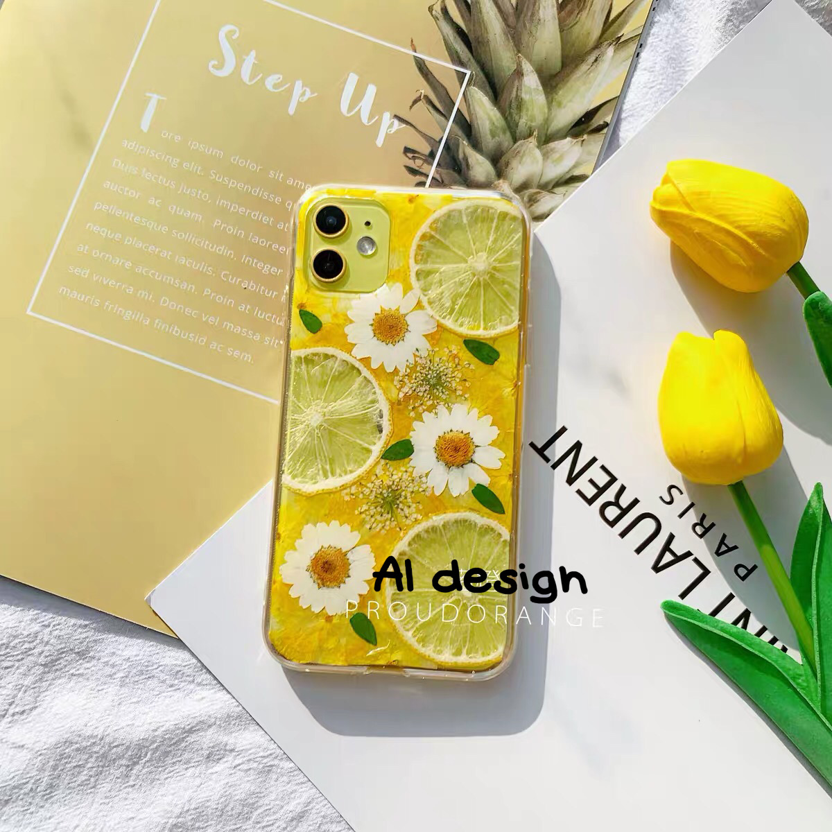 夏の花 押しフルーツ レモン ドライフルーツ スマホケース ハンドメイド Iichi ハンドメイド クラフト作品 手仕事品の通販