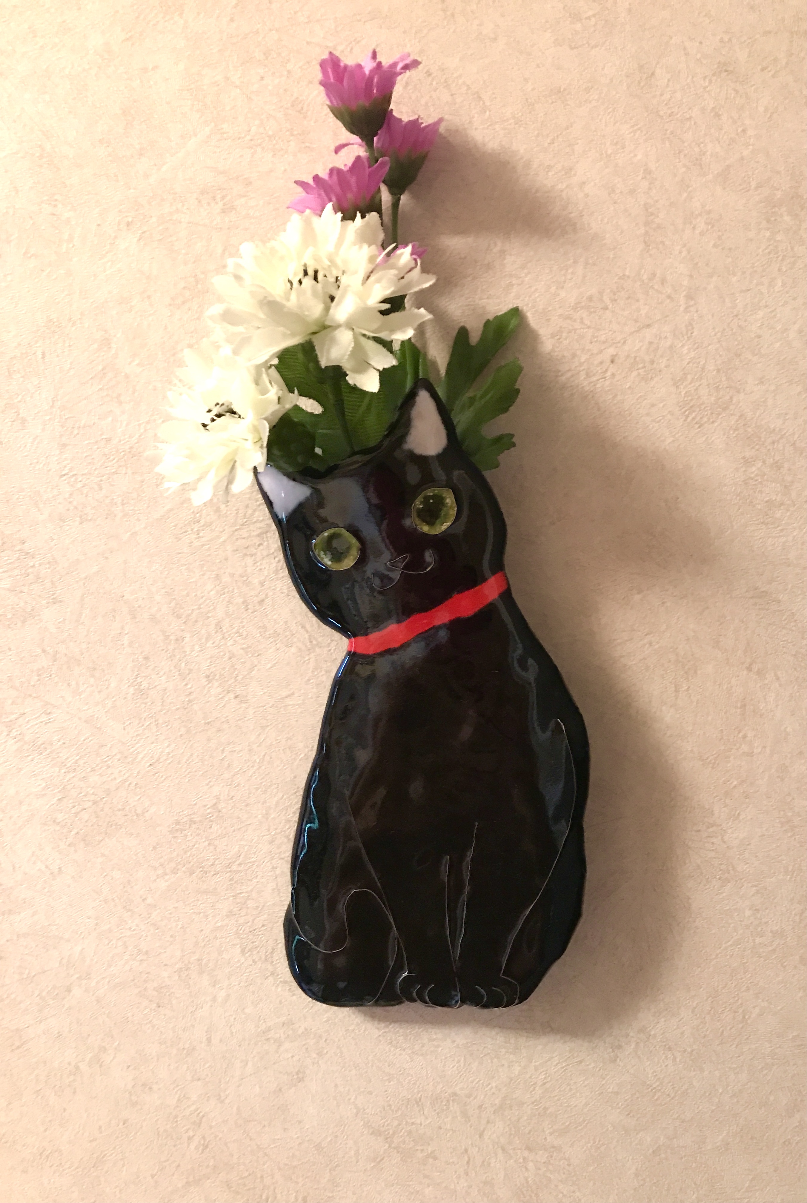七宝 黒猫 壁掛け 一輪挿し Iichi ハンドメイド クラフト作品 手仕事品の通販