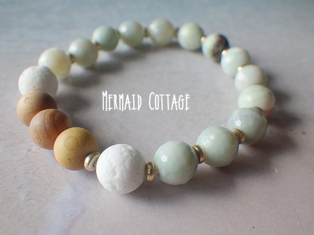 Cypress Amazonite Aroma Bracelet ヒノキ アロマディフューザーブレスレット Iichi ハンドメイド クラフト作品 手仕事品の通販