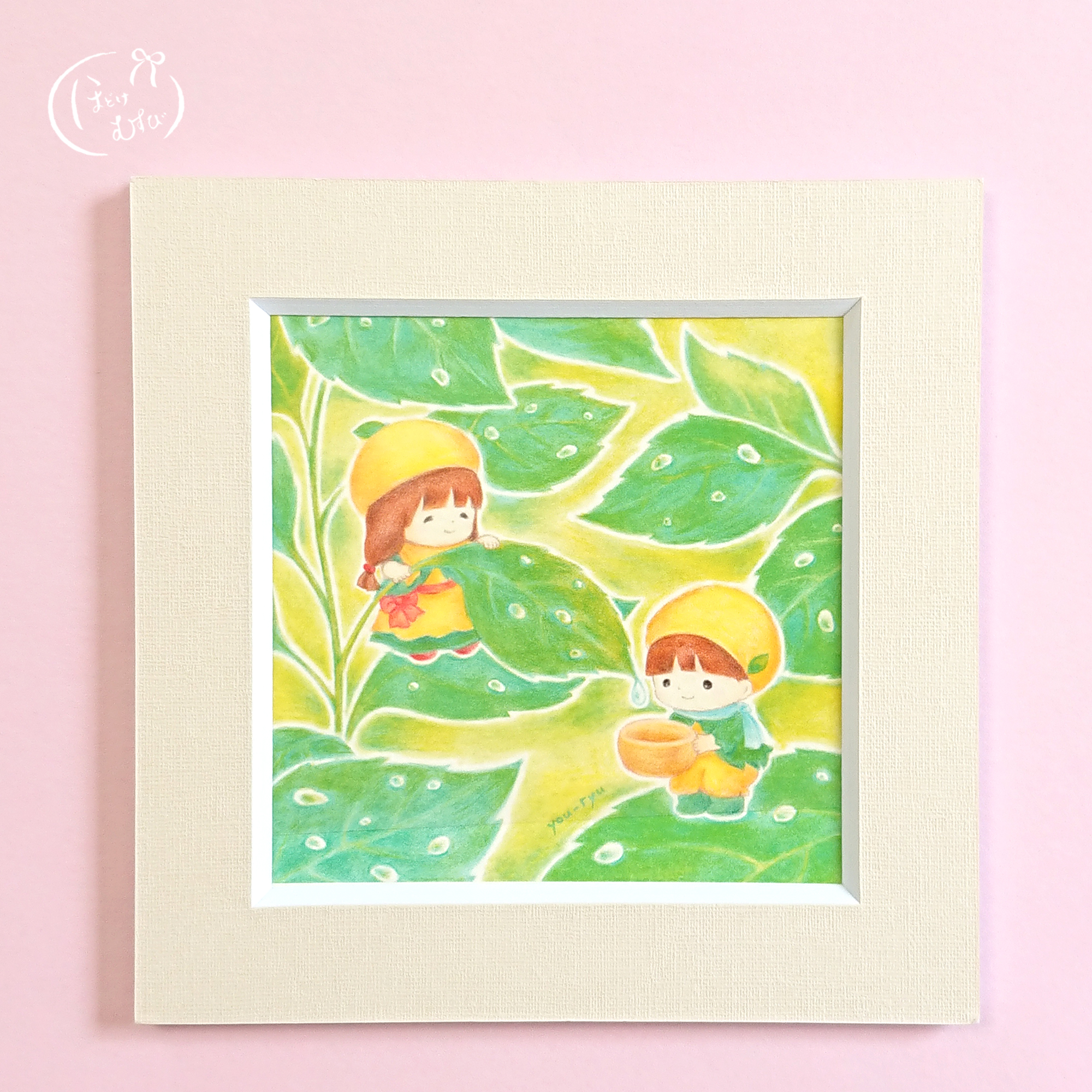 正方形 マット額付イラスト 雨上がりの宝石 Iichi ハンドメイド クラフト作品 手仕事品の通販