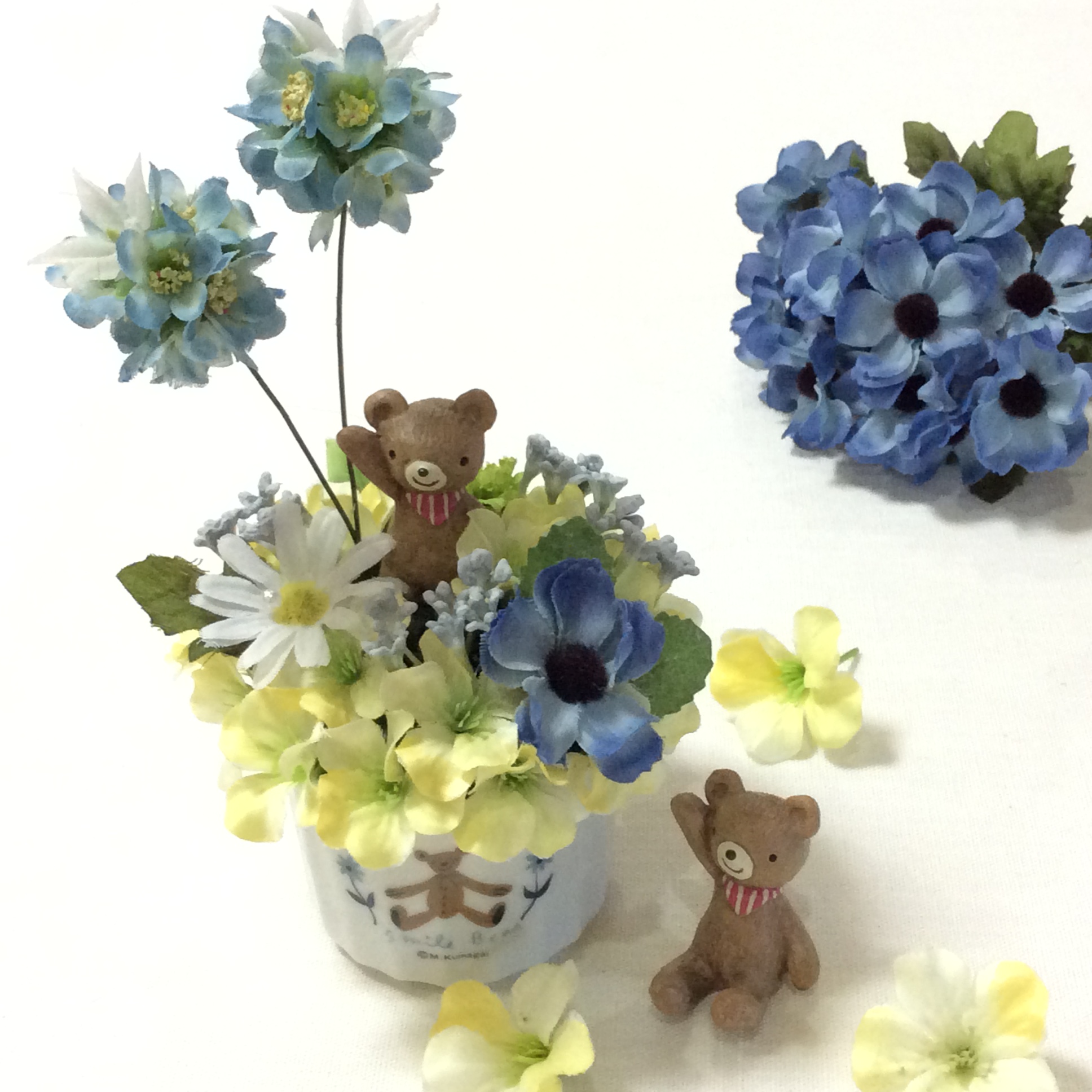 ちょこっとフラワー クマと花風船 造花 アレンジメント 誕生日 母の日 敬老の日 Iichi ハンドメイド クラフト作品 手仕事品の通販