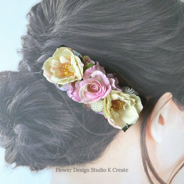 ピンクの薔薇と粒パールのバレッタ 髪飾り バレッタ 入学式 卒業式 結婚式 フォーマル Iichi ハンドメイド クラフト作品 手仕事品の通販
