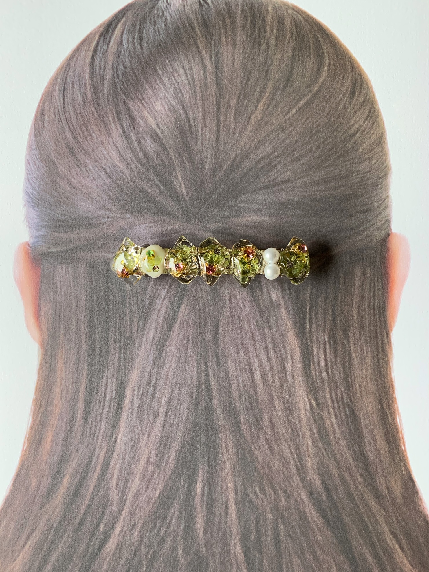 8月の誕生石 ネガティブをはね返すペリドット Peridot バレッタ 髪飾り ヘアアクセサリー Iichi ハンドメイド クラフト作品 手仕事品の通販