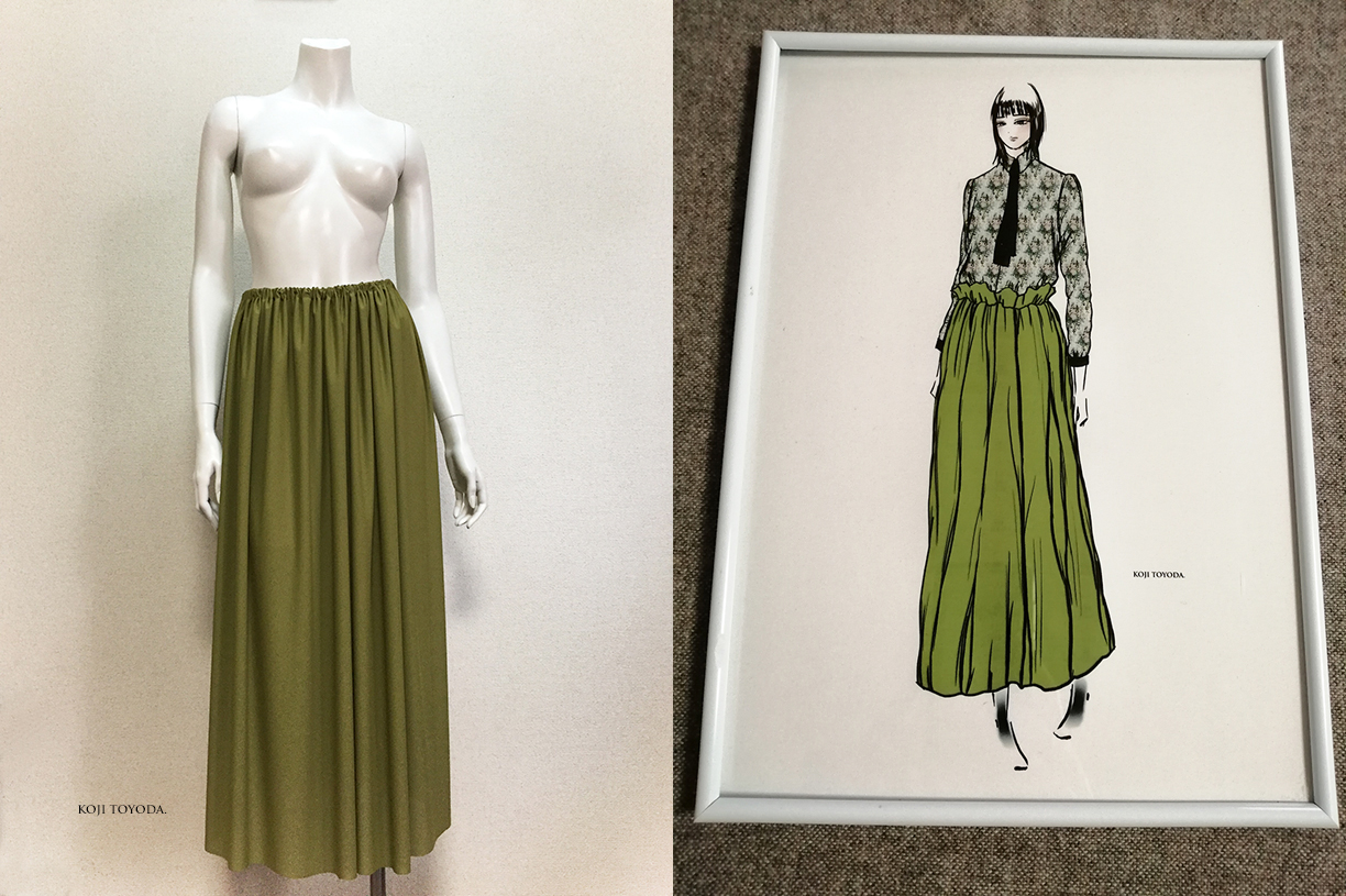 1点もの デザイン画付き 天竺ニット抹茶色シャーリングスカート Koji Toyoda Iichi ハンドメイド クラフト作品 手仕事品の通販 1点もの デザイン画付き 天竺ニット抹茶色シャーリングスカート Koji Toyoda Iichi ハンドメイド クラフト作品 手仕事品の通販