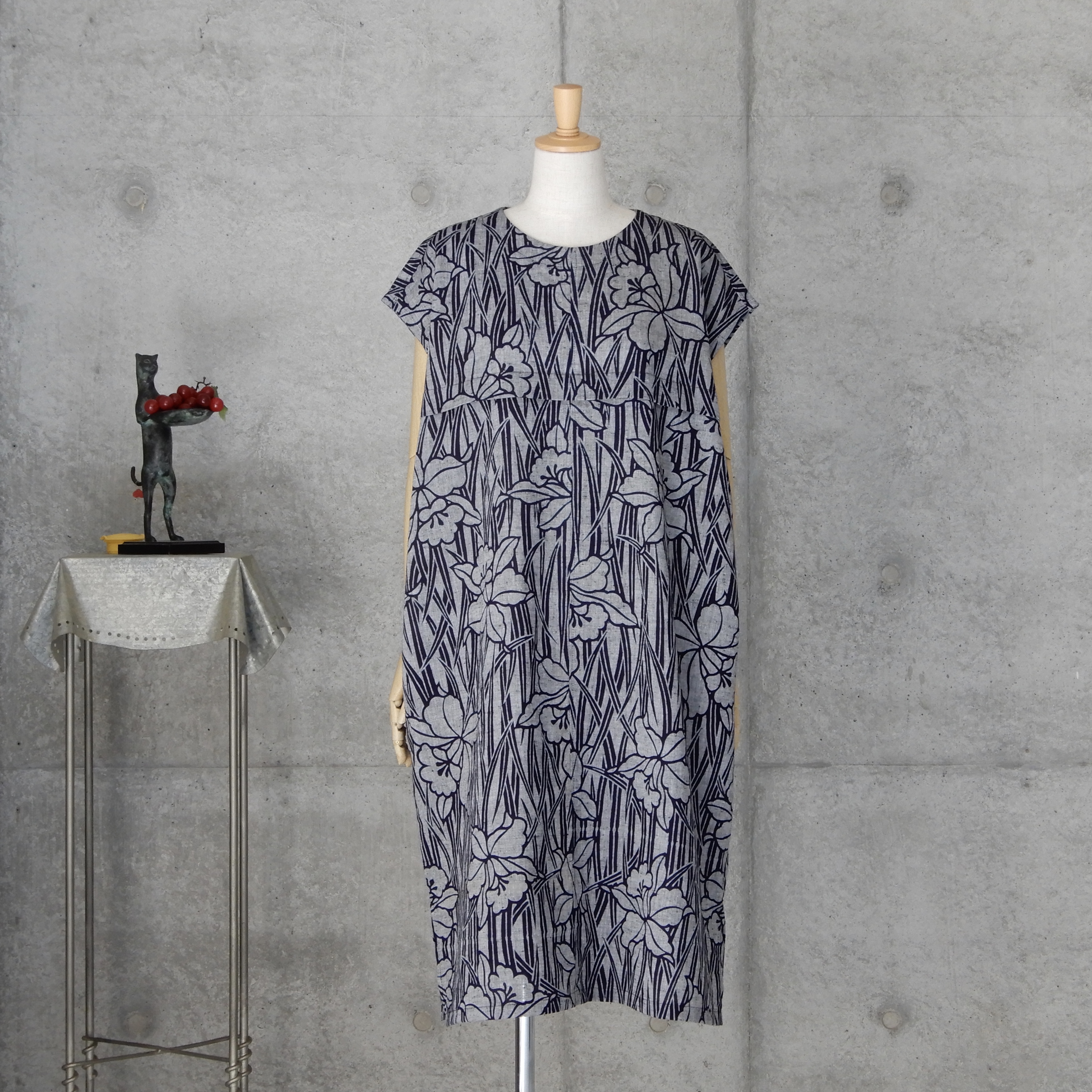 着物リメイク 綿紬のチュニックワンピース/フリーサイズ | iichi 