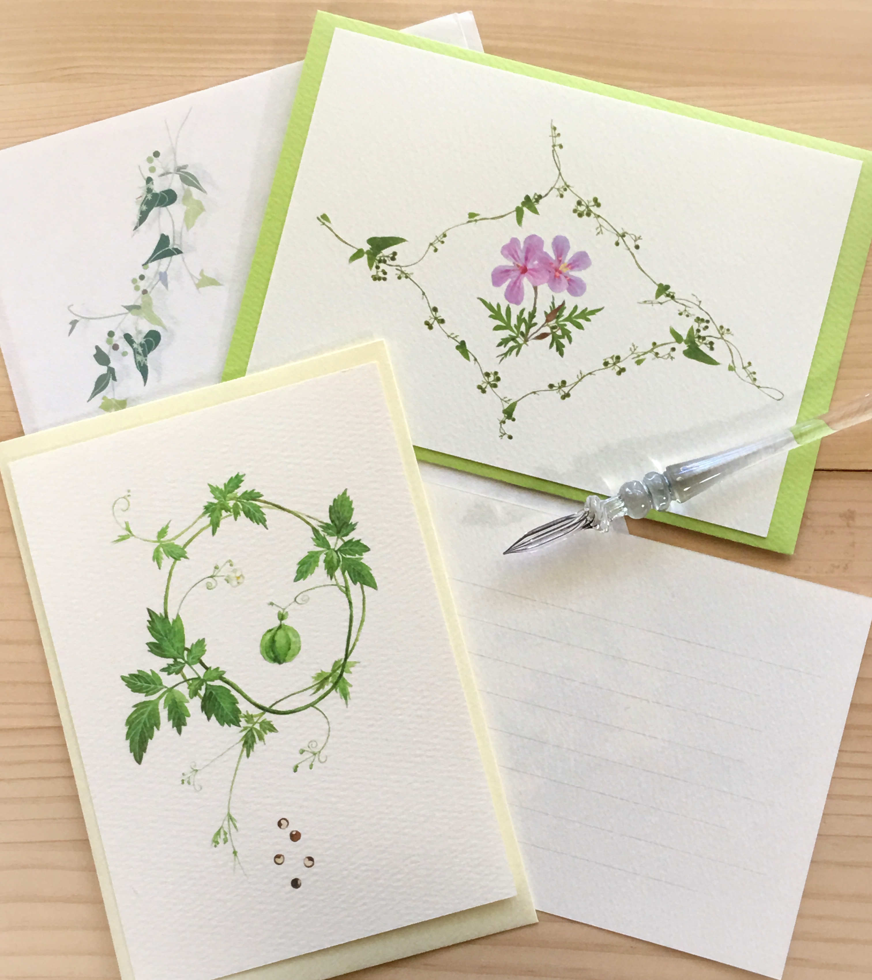 風露草と蔓草のカード Iichi ハンドメイド クラフト作品 手仕事品の通販