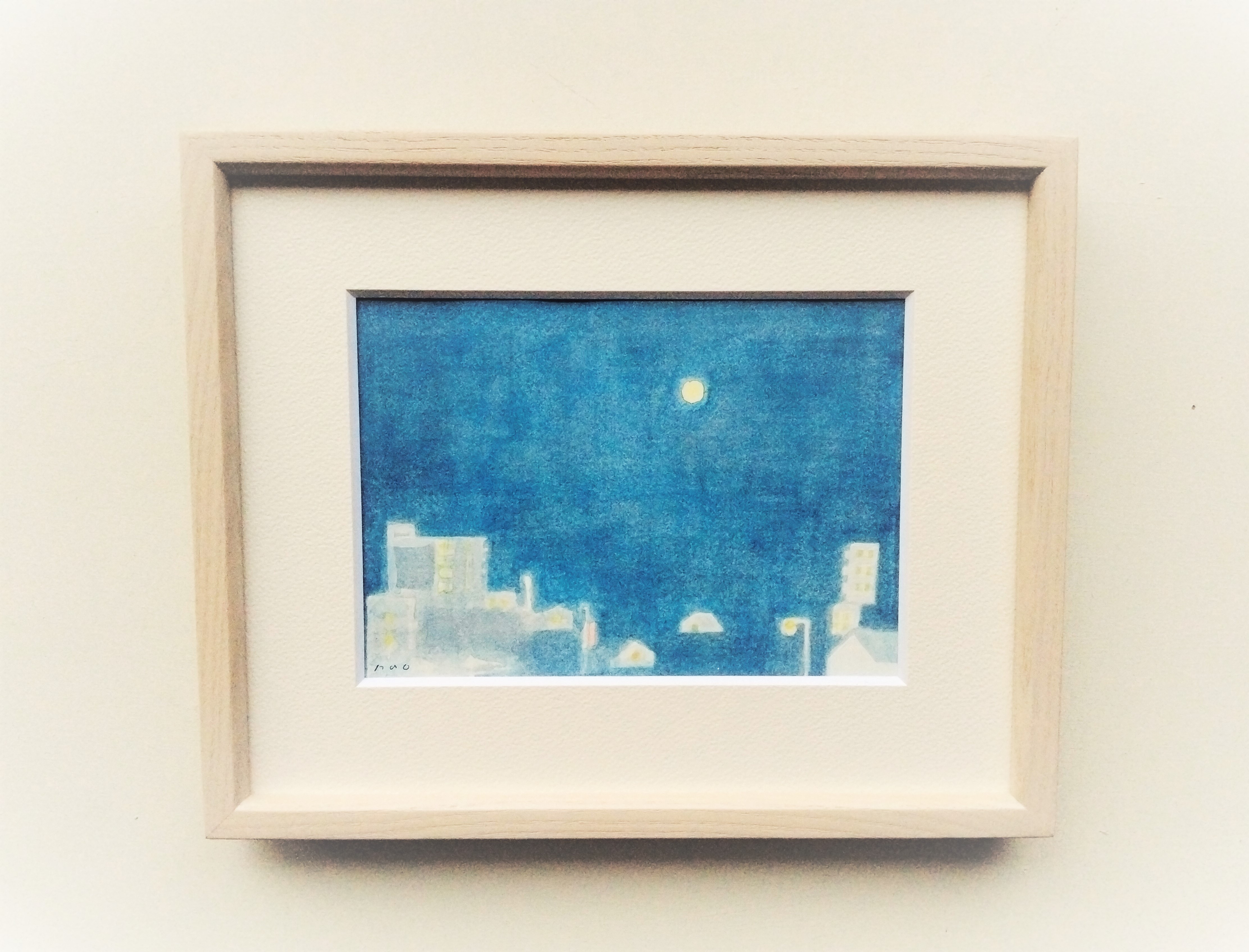 月がきれいな夜に イラスト原画 木製額縁入り Iichi ハンドメイド クラフト作品 手仕事品の通販